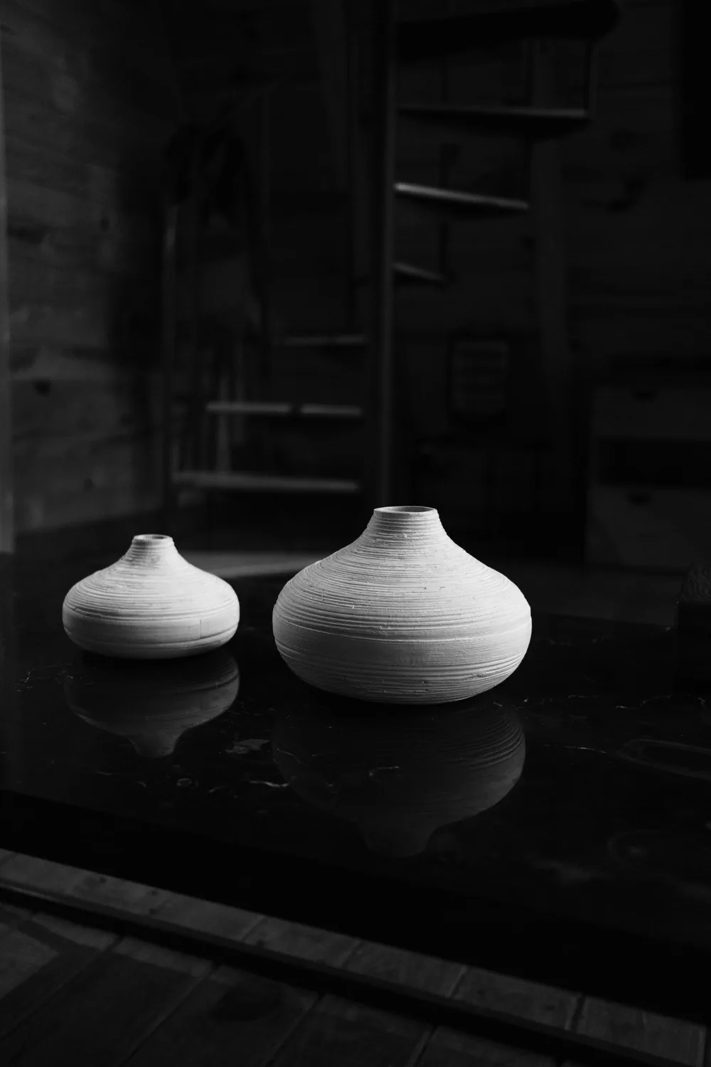 Handmade dark vases photographed for the Kiln and Co catalogue